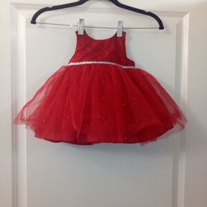 Red Sparkle Tulle Formal Dress For Baby Girls Size 0-3 Months